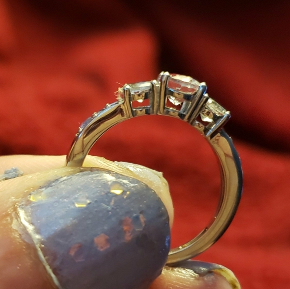 Goshenite & Tanzanite 3 Stone Ring in Sterling Silver 1.25 ctw Authentic - Picture 7 of 8